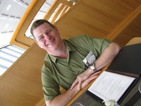 Joe in the Qantas First Lounge