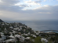 Our first view of Capri - a little overcast but still impressive